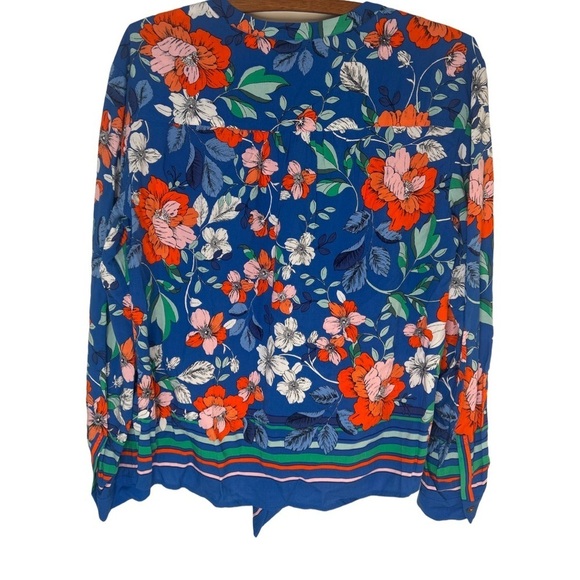 ANTHROPOLOGIE MAEVE Elan Scarf Floral Print Tie Front Blouse Size 8 - Picture 3 of 16